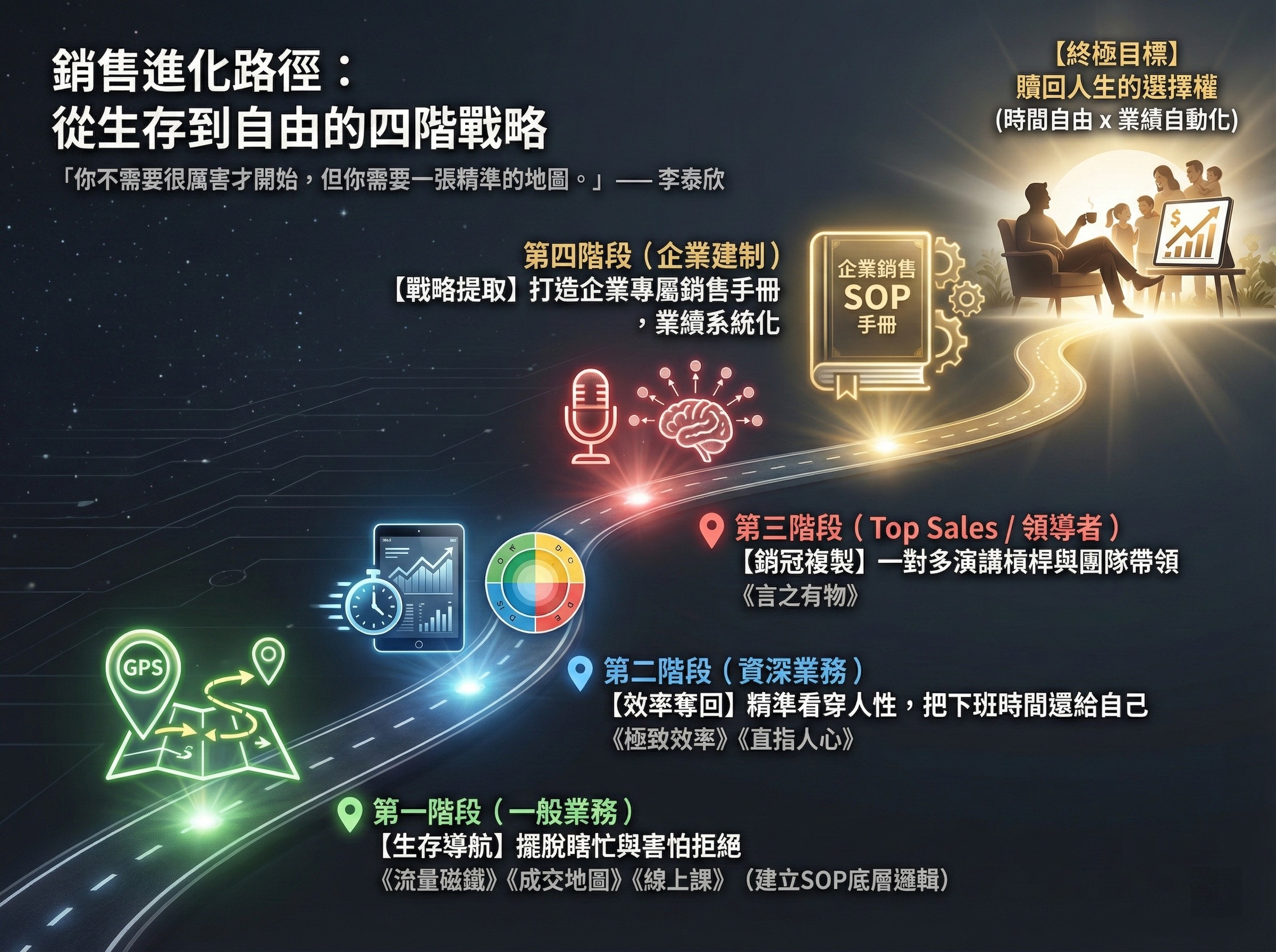 銷售進化路徑：從生存到自由的四階戰略